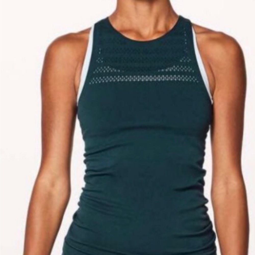 Teal Lululemon Workout Tank with cut out mesh - 8